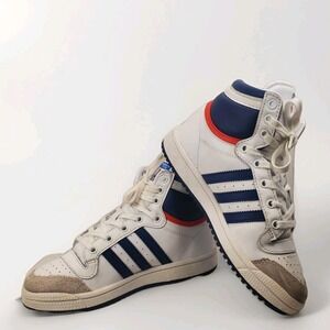 Adidas Top Ten White Red Navy High-Top Basketball Shoes PCI 789002 Boys Size 3‎